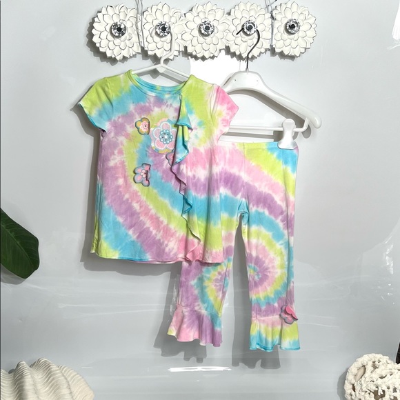 JM Collection Girls Tie-dye 2 Piece Pants Set Size 4T - Picture 2 of 15